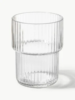 Mundgeblasene Wassergläser Ripple mit Rillenrelief, 4er-Set