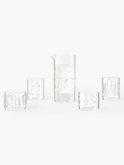 Mundgeblasene Wassergläser Doodle mit Strukturmuster, 2er-Set