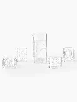 Mundgeblasene Wassergläser Doodle mit Strukturmuster, 2er-Set