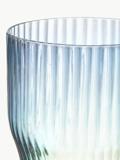 Mundgeblasene Wassergläser Juno mit Rillenrelief und Perlmuttglanz, 4 Stück
