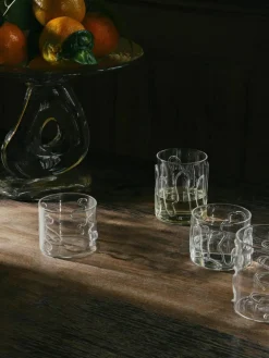 Mundgeblasene Wassergläser Doodle mit Strukturmuster, 2er-Set