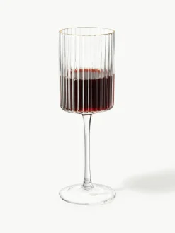 Mundgeblasene Weingläser Aleo mit goldfarbenem Rand, 4 Stück