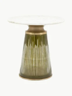Mundgeblasener Glas-Beistelltisch Seville mit Marmor-Tischplatte, rund