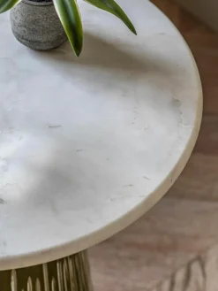 Mundgeblasener Glas-Beistelltisch Seville mit Marmor-Tischplatte, rund