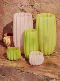 Mundgeblasener Glas-Teelichthalter Melon