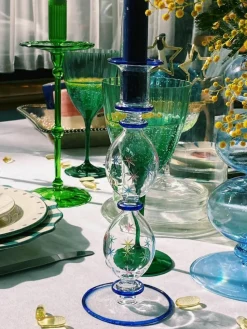 Mundgeblasener Kerzenhalter Galaxy aus Borosilikatglas