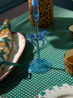 Mundgeblasener Kerzenhalter Pegasus aus Borosilikatglas