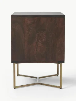 Nachttisch Luca aus Mangoholz mit Fischgrät-Muster