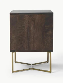 Nachttisch Luca aus Mangoholz mit Fischgrät-Muster