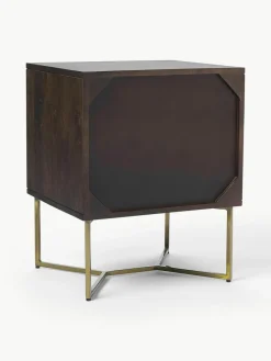 Nachttisch Luca aus Mangoholz mit Fischgrät-Muster