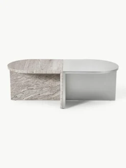 Ovale Couchtische Leander aus Metall und Marmor, 2er-Set