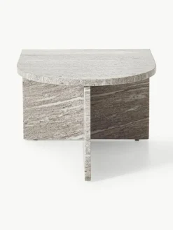 Ovale Couchtische Leander aus Metall und Marmor, 2er-Set