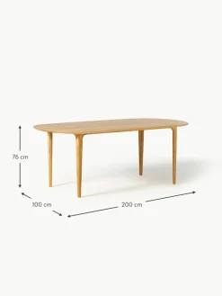 Ovaler Esstisch Archie aus Eichenholz, 200 x 100 cm