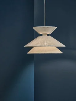 Pendelleuchte Kiku aus Leinen