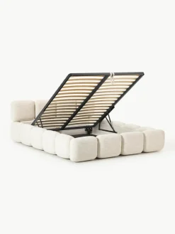 Polsterbett Tayla aus Bouclé mit Stauraum