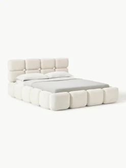 Polsterbett Tayla aus Teddy-Bouclé mit Stauraum