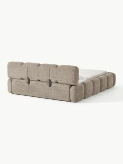 Polsterbett Tayla aus Teddy-Bouclé mit Stauraum