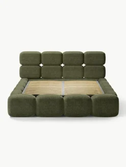 Polsterbett Tayla aus Teddy-Bouclé mit Stauraum