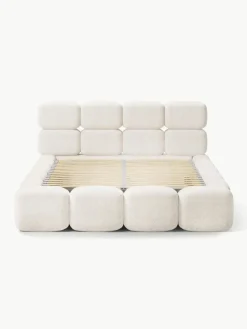 Polsterbett Tayla aus Teddy-Bouclé mit Stauraum