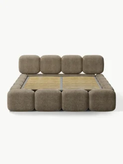 Polsterbett Tayla aus Teddy-Bouclé mit Stauraum