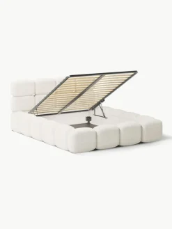 Polsterbett Tayla aus Teddy-Bouclé mit Stauraum