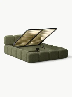 Polsterbett Tayla aus Teddy-Bouclé mit Stauraum