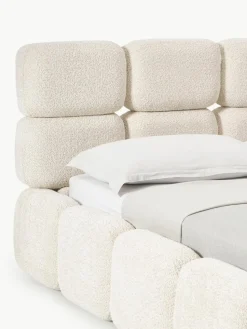 Polsterbett Tayla aus Teddy-Bouclé mit Stauraum