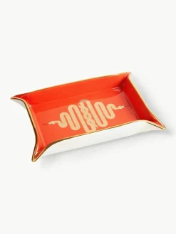 Porzellan Deko-Tablett Snake mit Gold