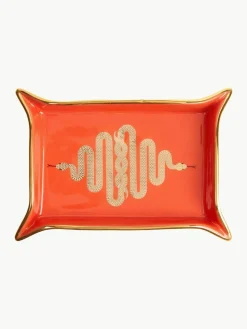 Porzellan Deko-Tablett Snake mit Gold