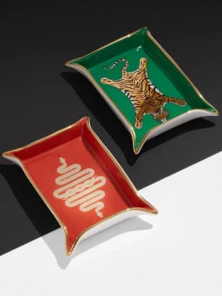 Porzellan Deko-Tablett Snake mit Gold