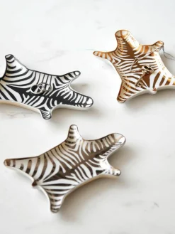 Porzellan Deko-Tablett Zebra mit Gold