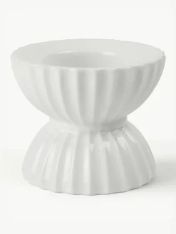 Porzellan-Teelichthalter Tura mit geriffelter Oberfläche