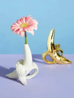Porzellan-Vase Banana mit Gold, H 15 cm