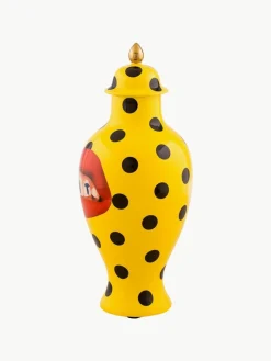 Porzellan-Vase Toiletpaper mit Deckel, H 47 cm