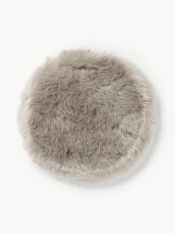Runde Kunstfell-Sitzauflage Mathilde, glatt