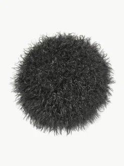 Runde Kunstfell-Sitzauflage Morten, gelockt