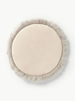 Runde Kunstfell-Sitzauflage Mathilde, glatt