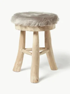 Runde Kunstfell-Sitzauflage Mathilde, glatt