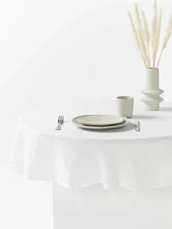 Runde Leinen-Tischdecke Larissa mit Hohlsaum