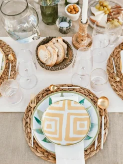 Runde Tischsets Wanda aus Wasserhyazinthe, 4 Stück