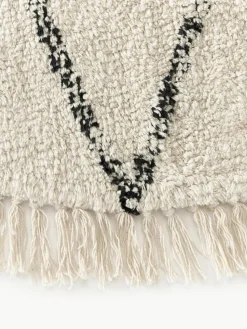 Runder Baumwollteppich Bina mit Rautenmuster, handgetuftet