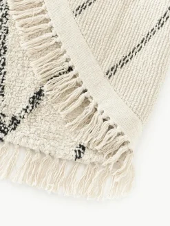 Runder Baumwollteppich Bina mit Rautenmuster, handgetuftet