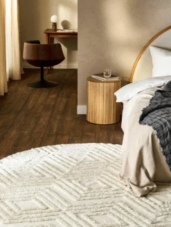 Runder Baumwollteppich Ziggy mit erhabener Hoch-Tief-Struktur