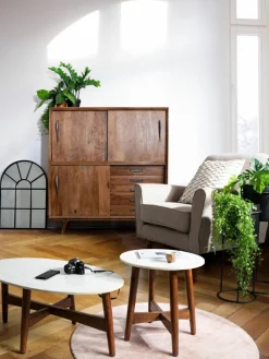 Runder Beistelltisch Albany mit Marmorplatte