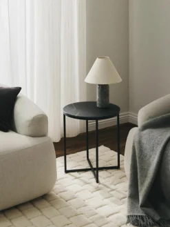 Runder Beistelltisch Antigua mit Glasplatte in Marmor-Optik