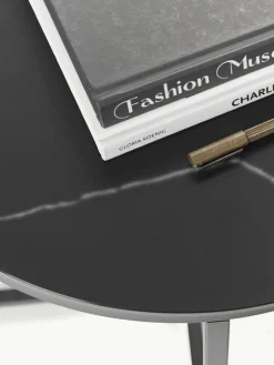 Runder Beistelltisch Antigua mit Glasplatte in Marmor-Optik