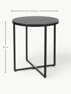 Runder Beistelltisch Antigua mit Glasplatte in Marmor-Optik