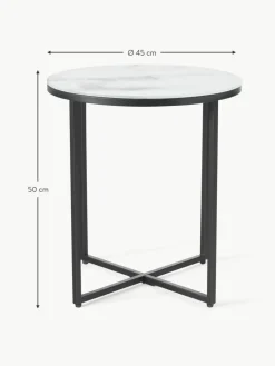 Runder Beistelltisch Antigua mit Glasplatte in Marmor-Optik