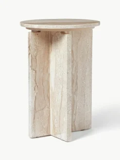 Runder Beistelltisch Marisa aus Travertin