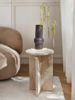 Runder Beistelltisch Marisa aus Travertin